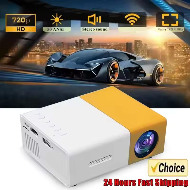 YG-300 Mini Home Projector – Plug & Play HD Movie Projector for Kids & Adults
